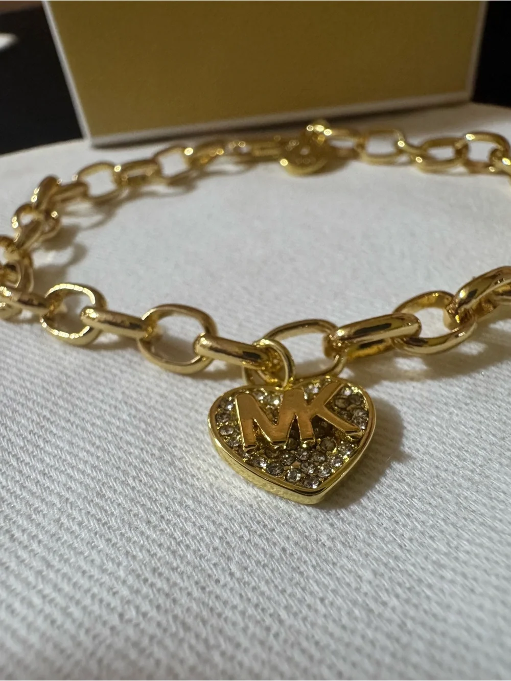 Michael Kors Gold Heart Link Bracelet with MK Charm